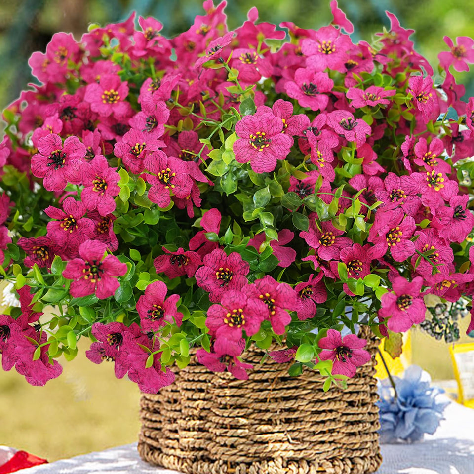 Trytuny rosy 20-bundle artificial flowers for outdoor use, vibrant and maintenance-free.