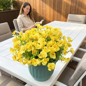 Trytuny 12-bundle artificial flowers, no watering needed for busy spaces.