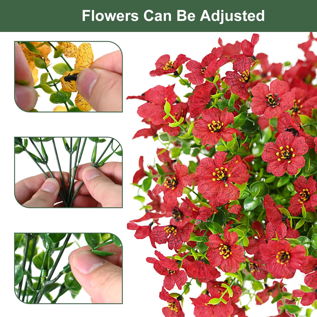 trytuny real-silk-plants for patio red 20-pack ideal for low-maintenance spaces.