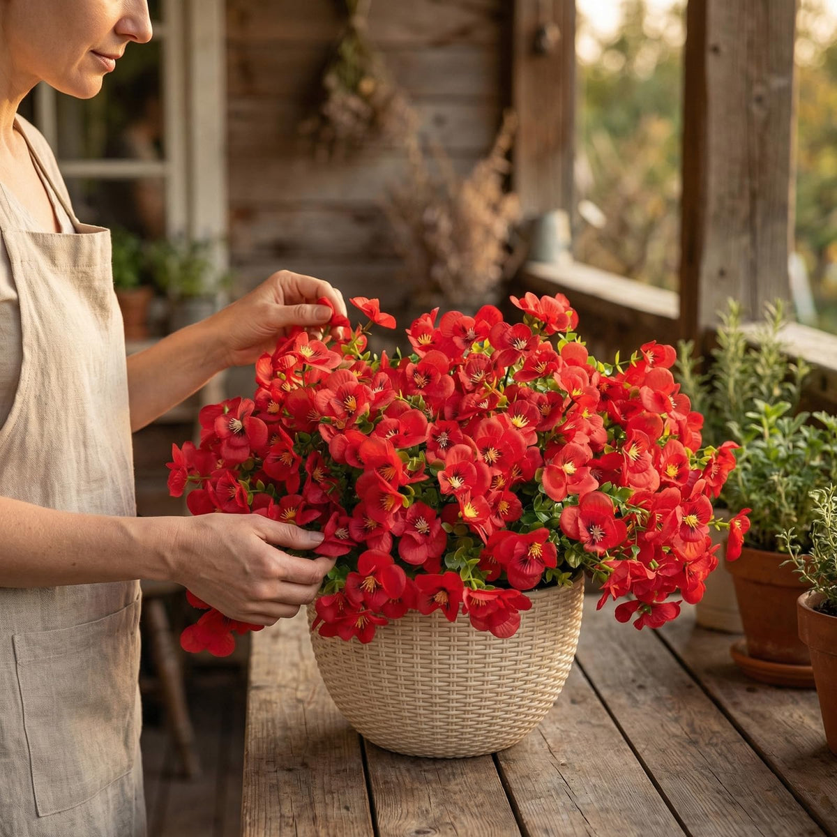 trytuny uv-resistant outdoor flowers red bundle for colorfast sun or rain