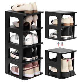 TRZZ 5-tier shoe rack assembly in black organizes entryways