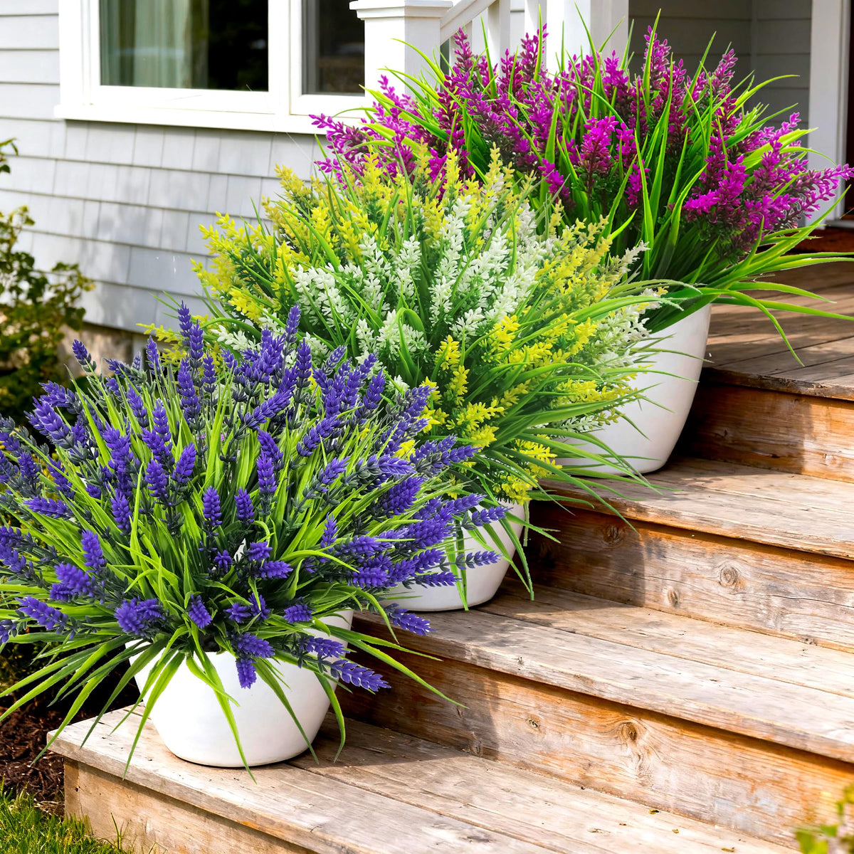 TSTWETO outdoor lavender stems arranged in a porch planter.