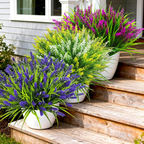 TSTWETO outdoor lavender stems arranged in a porch planter.