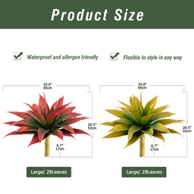 Ttranewsoo 28-inch diameter artificial agave top view ideal for large patio displays.