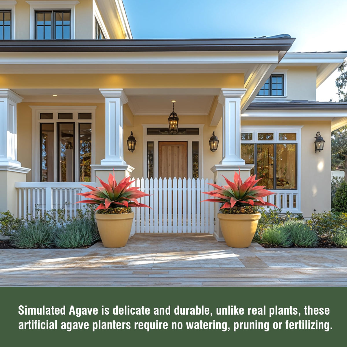 Ttranewsoo garden display ideas with artificial agave for instant greenery.