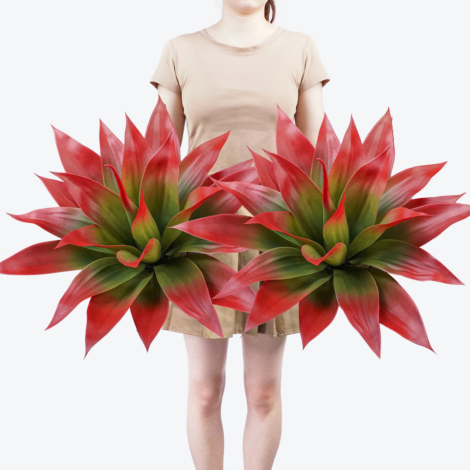 Ttranewsoo artificial agave plant, 22-inch red, UV-resistant for outdoor use and vibrant year-round color.