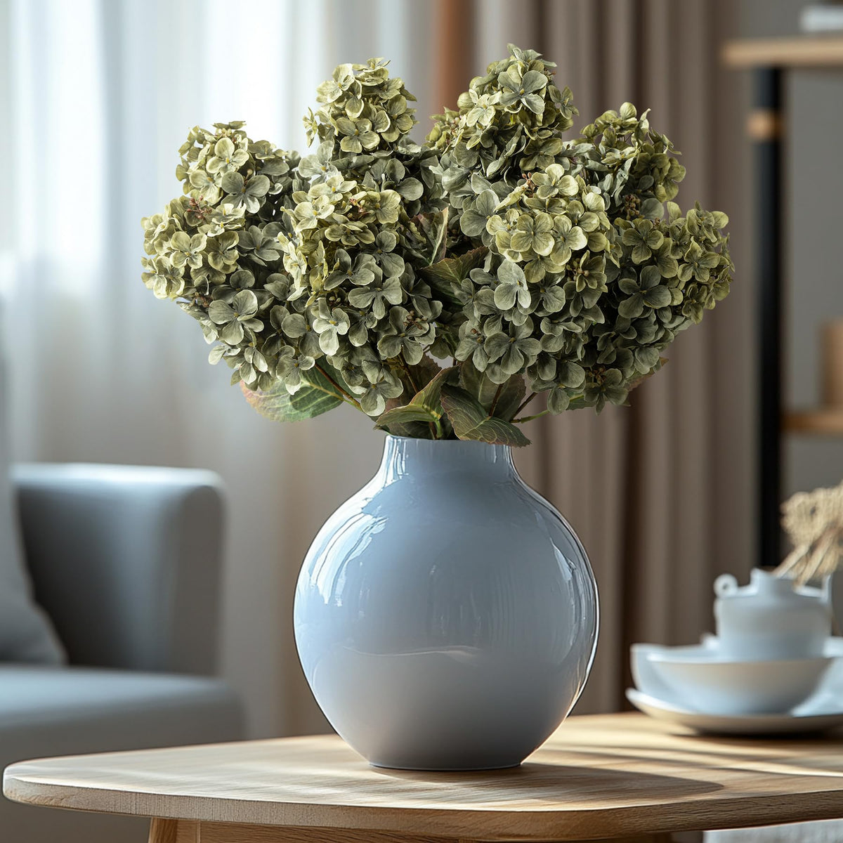 DIY floral arrangement with Ttranewsoo hydrangea stems and bendable branches.