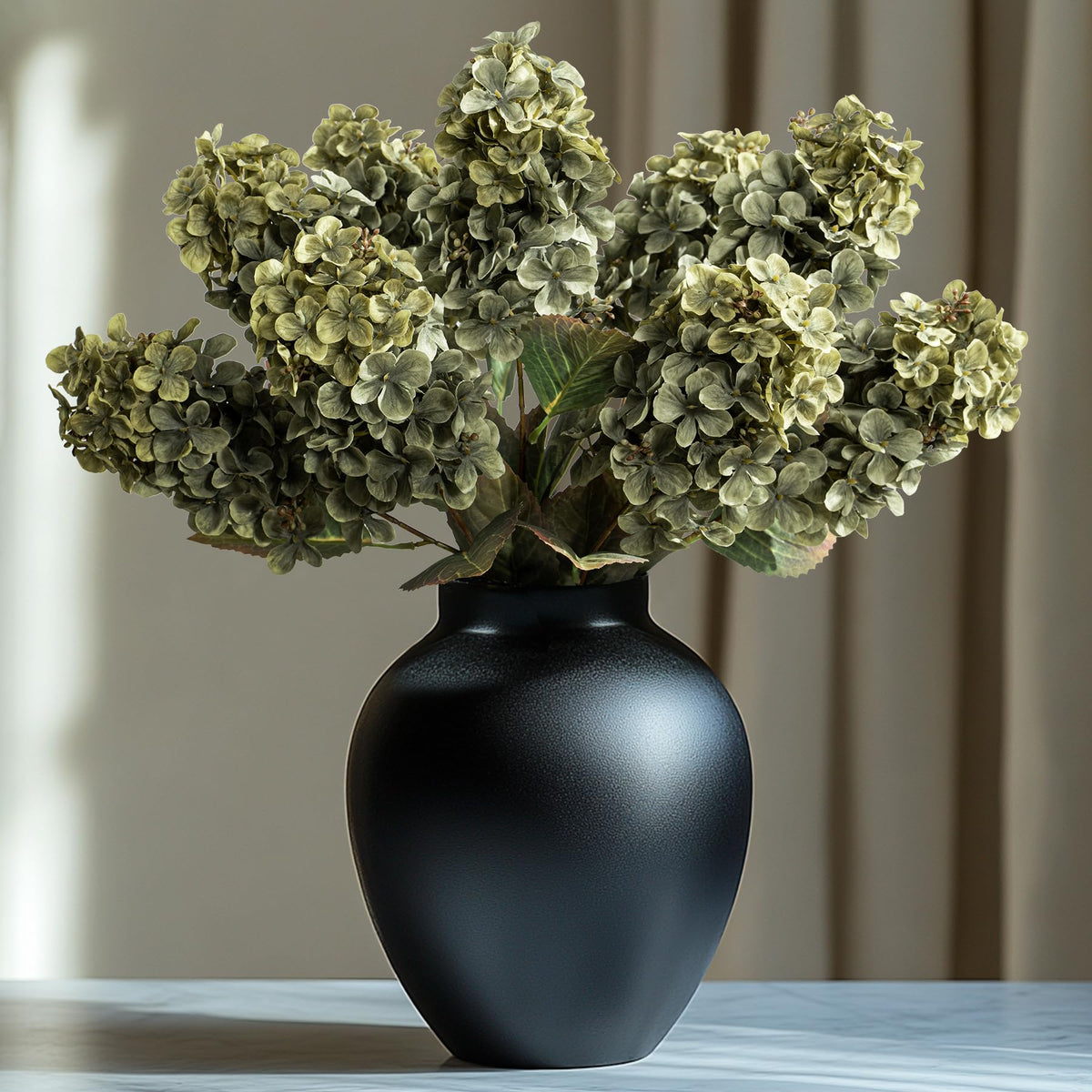 Ttranewsoo Green Hydrangea stems ready for 24-inch table decor.