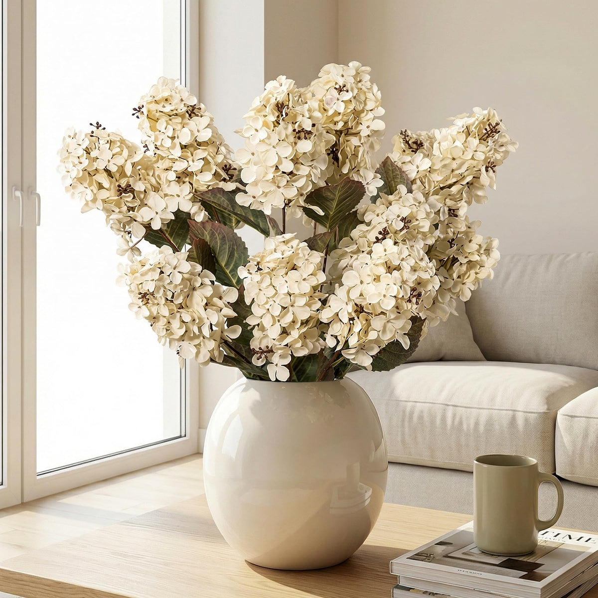 Ttranewsoo Hydrangea cream-white leaf detail adds greenery accents