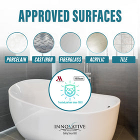 Tub Guard clear textured coating being applied to a tub for grip