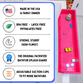 Tub Topper bath shelf with toys keeps essentials within reach during bathtime.