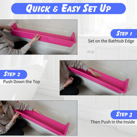 Tub Topper easy-to-clean shelf keeps bath essentials tidy after use.