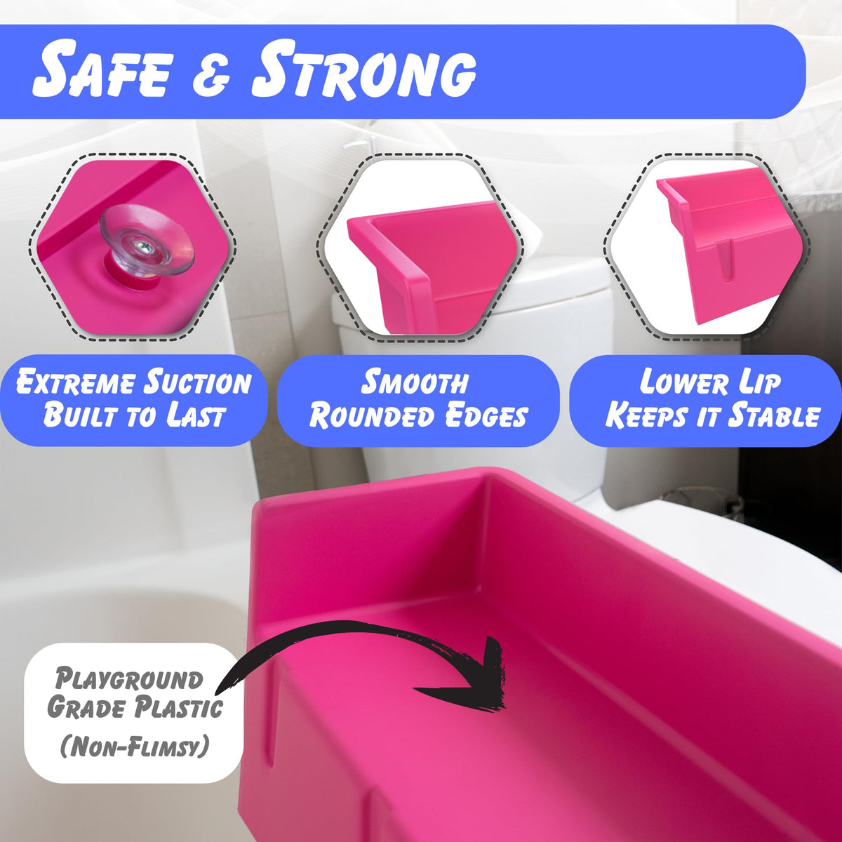 Tub Topper modern kid-friendly design blends with bathroom decor.