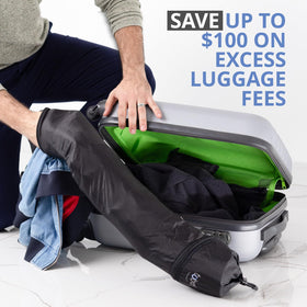 Tube Travel Neck Pillow with extra carry-on storage for flights.