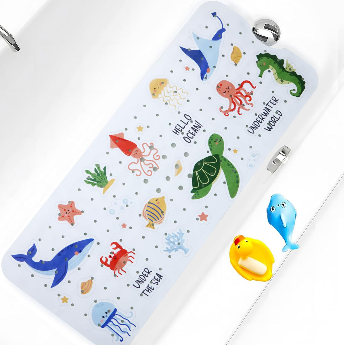 Tubozadi baby bath mat 40x16-inch covers large tub for safer baths.