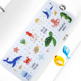 Tubozadi baby bath mat 40x16-inch covers large tub for safer baths.