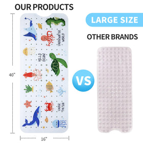 Tubozadi bath mat features drainage holes for quick water flow.