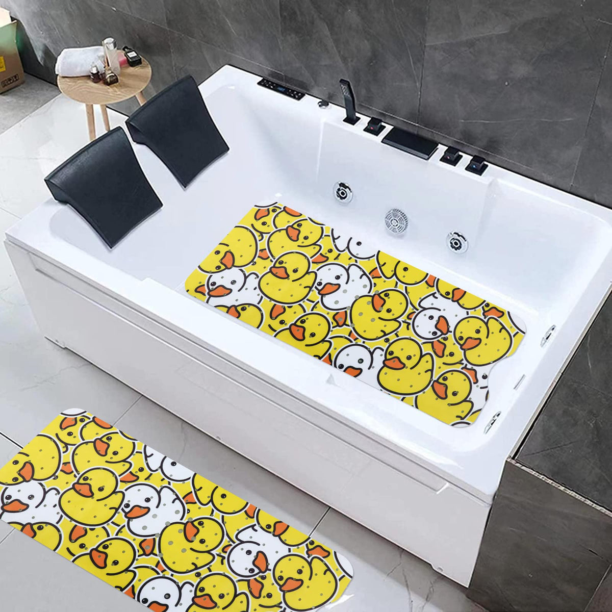Tubozadi mat uses suction cups to stay securely in place.