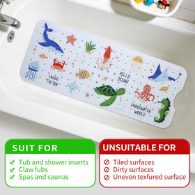 Tubozadi extra-long bath mat fits most tubs for family use.