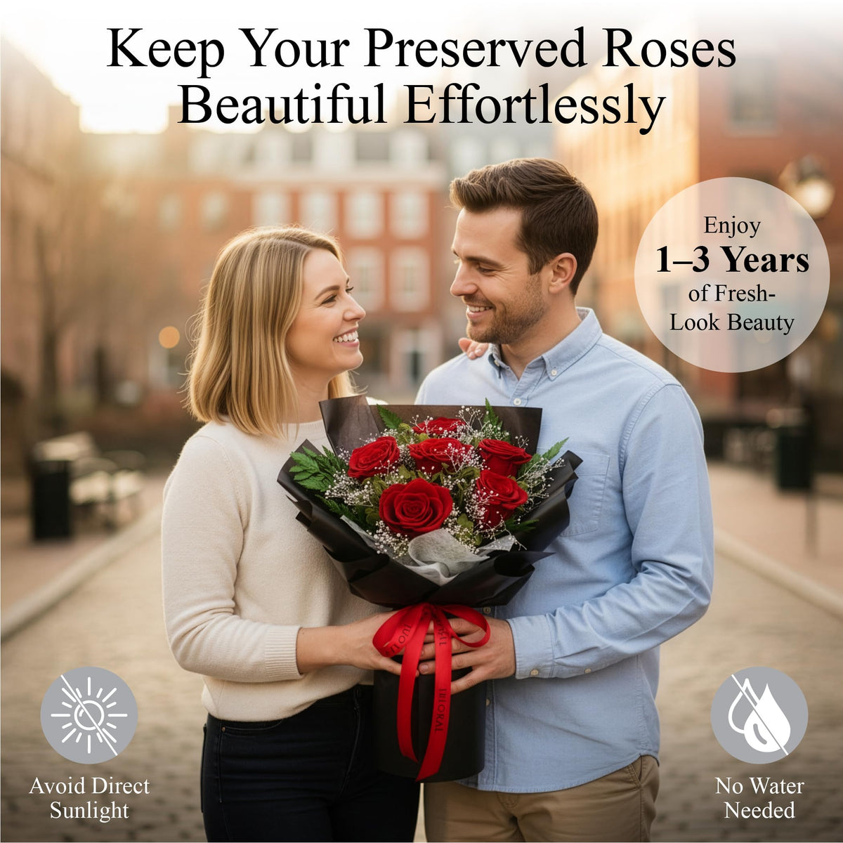 TUCCI FLORAL preserved roses six blooms maintain vibrant color for years