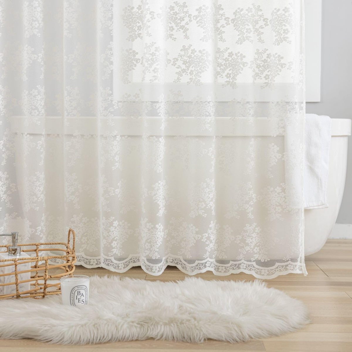 TUDECO 72x72 lace curtain with reinforced top holes for easy hanging