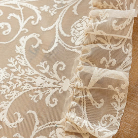 TUDECO beige lace curtains living room ambience with vintage flair