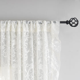 TUDECO Ruffle curtains cream lace panel 2 provide subtle privacy with semi-sheer floral patterns