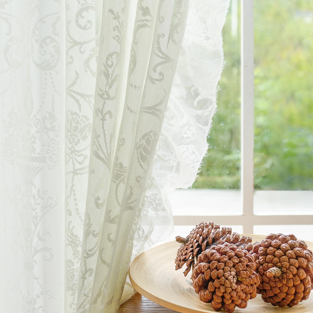 TUDECO Ruffle curtains cream lace panel 3 add vintage French charm to any window