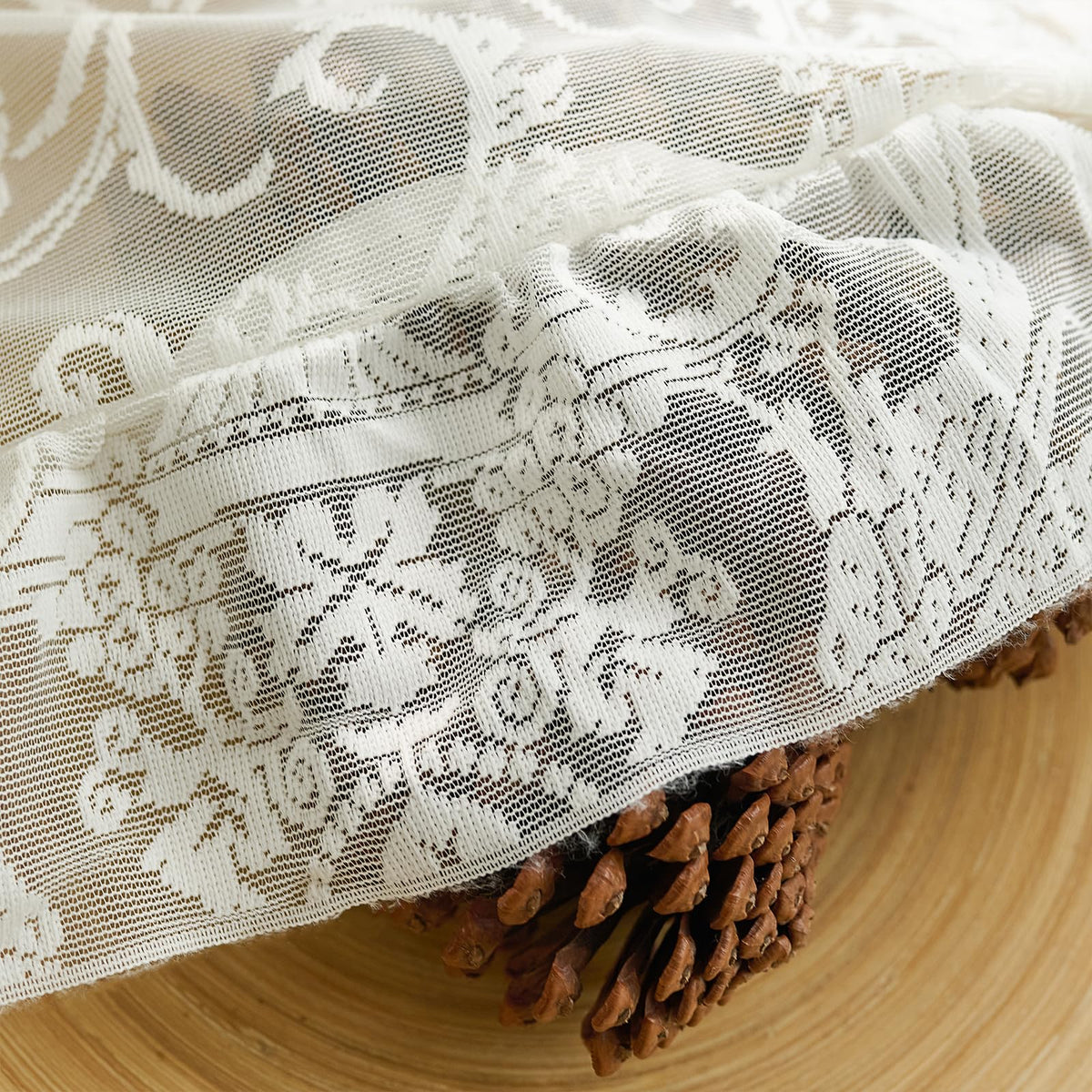 TUDECO Ruffle curtains cream lace panel 6 harmonize shabby chic decor with warm cream tones