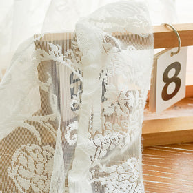 TUDECO Ruffle curtains cream lace panel 8 spans the full 118 inch width when paired