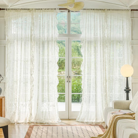TUDECO Ruffle curtains cream lace panel 9 are machine washable for easy upkeep
