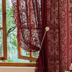 TUDECO ruffled lace edge curtains creating texture and depth in a bedroom