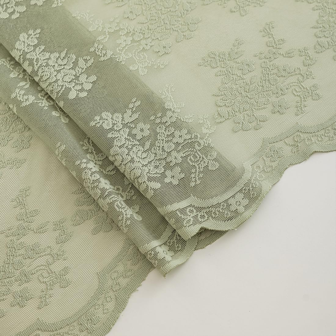 TUDECO sage green shower curtain full setup in a bathroom scene.