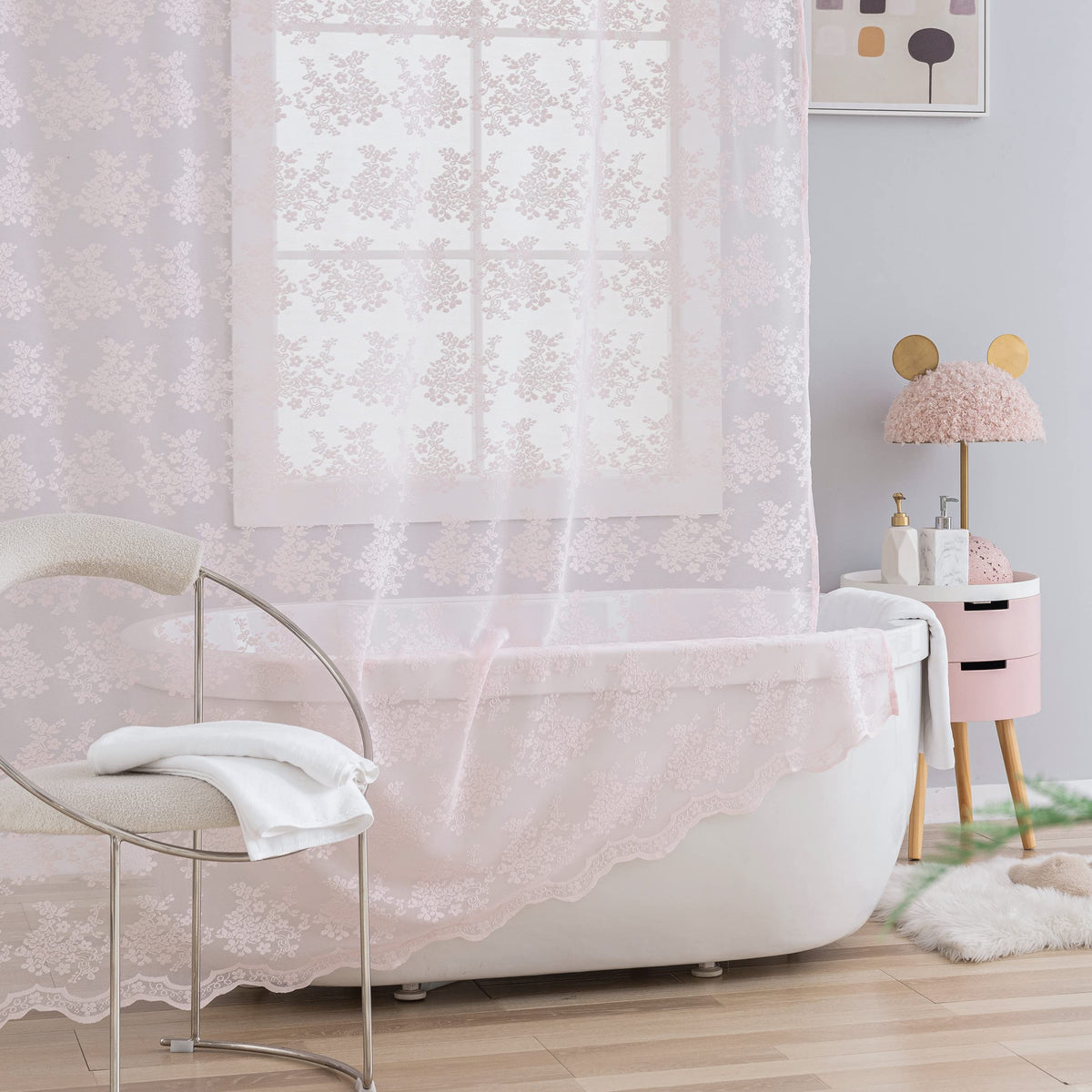 TUDECO scalloped edge detail adds classic elegance to any bath setting.