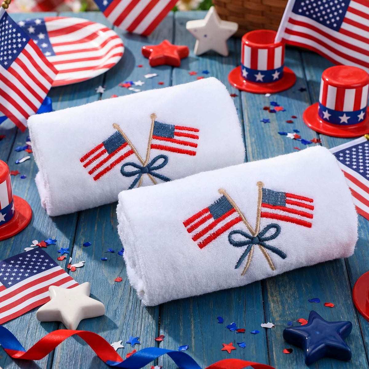 Tudomro 4th of July decor towels in classic white for holiday ambiance