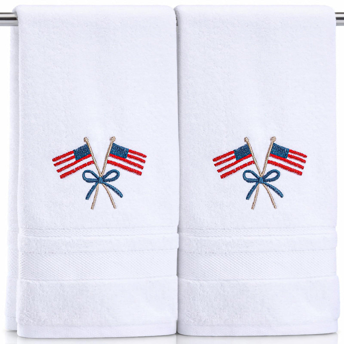 Tudomro patriotic hand towels with American flag embroidery for stylish bathroom decor and quick drying