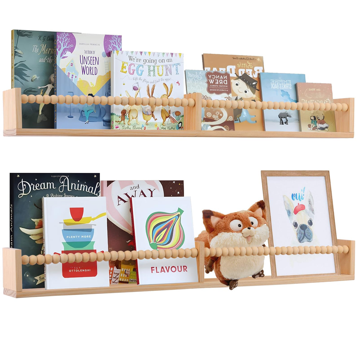 TUEGEGNS wall-mounted nursery shelves set of 2 keeps children's books neatly within reach.