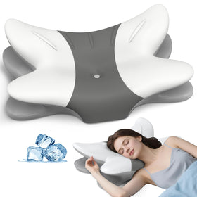 Tujami cervical neck pillow with angled surface supports natural neck alignment