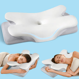 Tujami cervical neck pillow contours for side sleepers with ergonomic support.