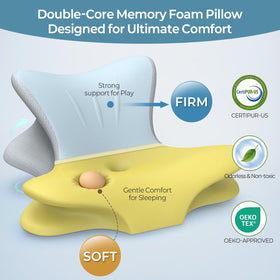 Tujami memory-foam pillow delivers cloud-soft comfort with Certipur-US safety and long-lasting support.