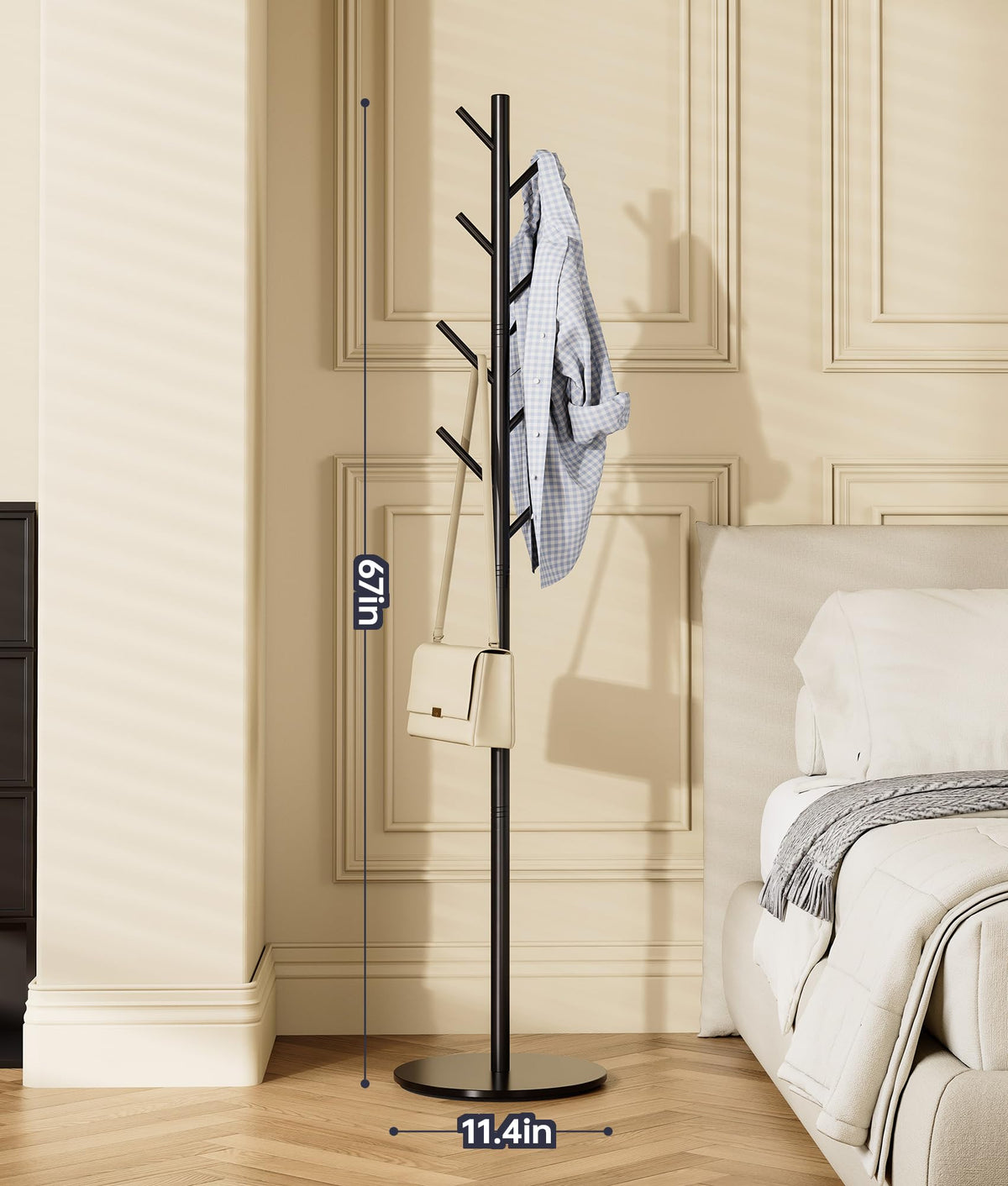 Tujurich adjustable-height coat rack suited for family use in hallways.
