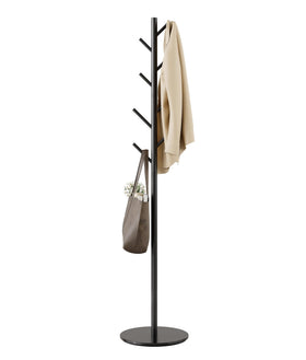 Tujurich coat rack with eight hooks for coats and bags in a tidy entryway.
