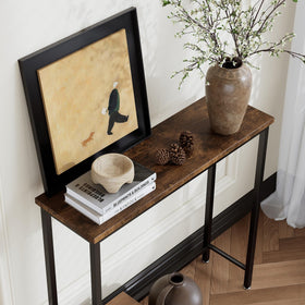 Tujurich multi-functional console ideal as entryway storage, sofa side table, or plant stand.