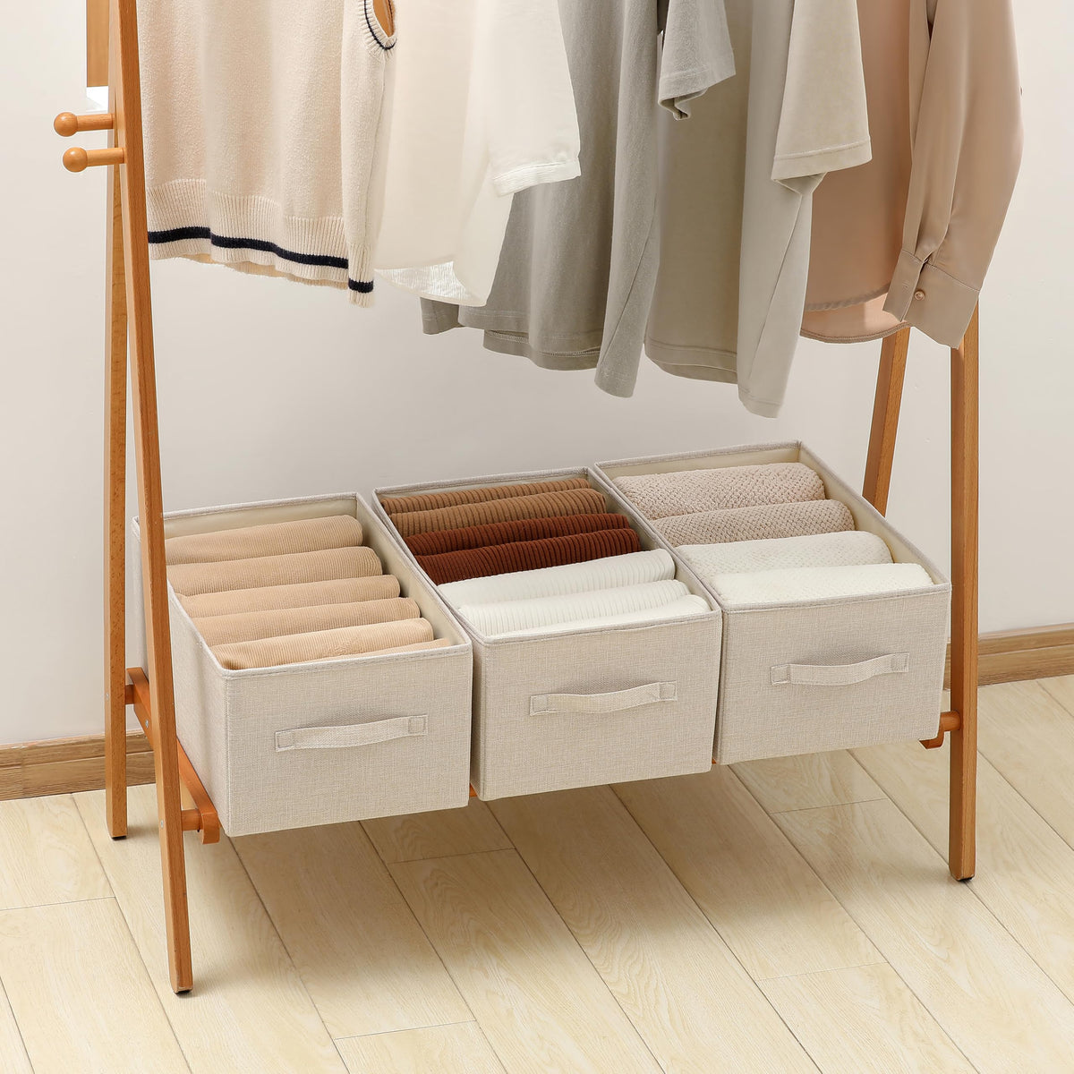 Tulinstiraga large capacity bins fit sheets and blankets neatly.