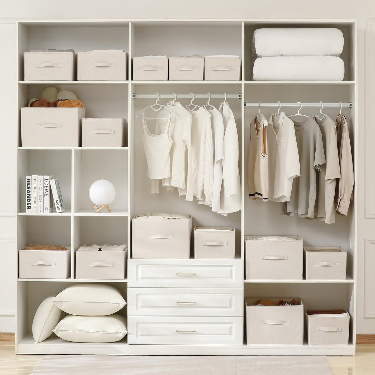 Tulinstiraga linen bin used for clothes organization in bedrooms.