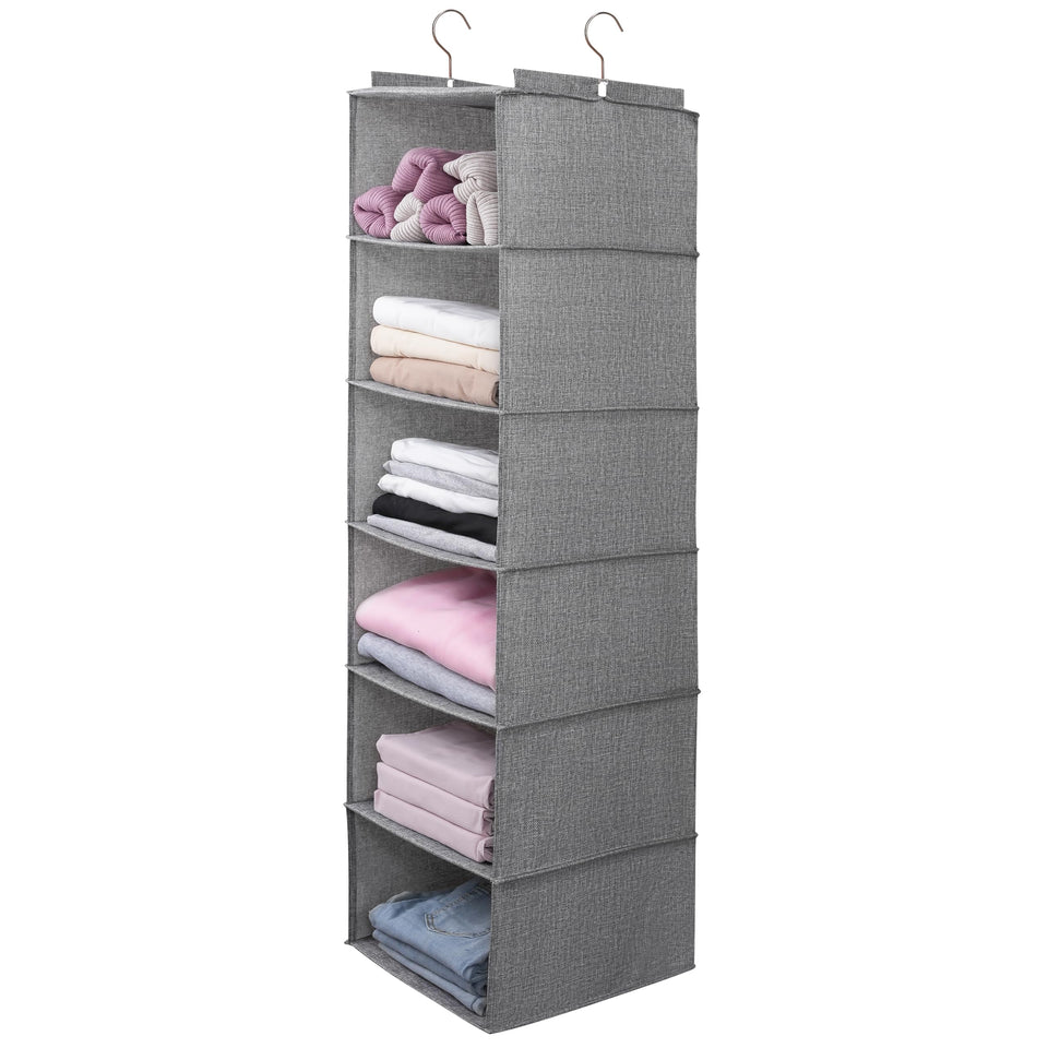 Tulinstiraga large hanging sweater organizer showing spacious shelves for easy sweater storage