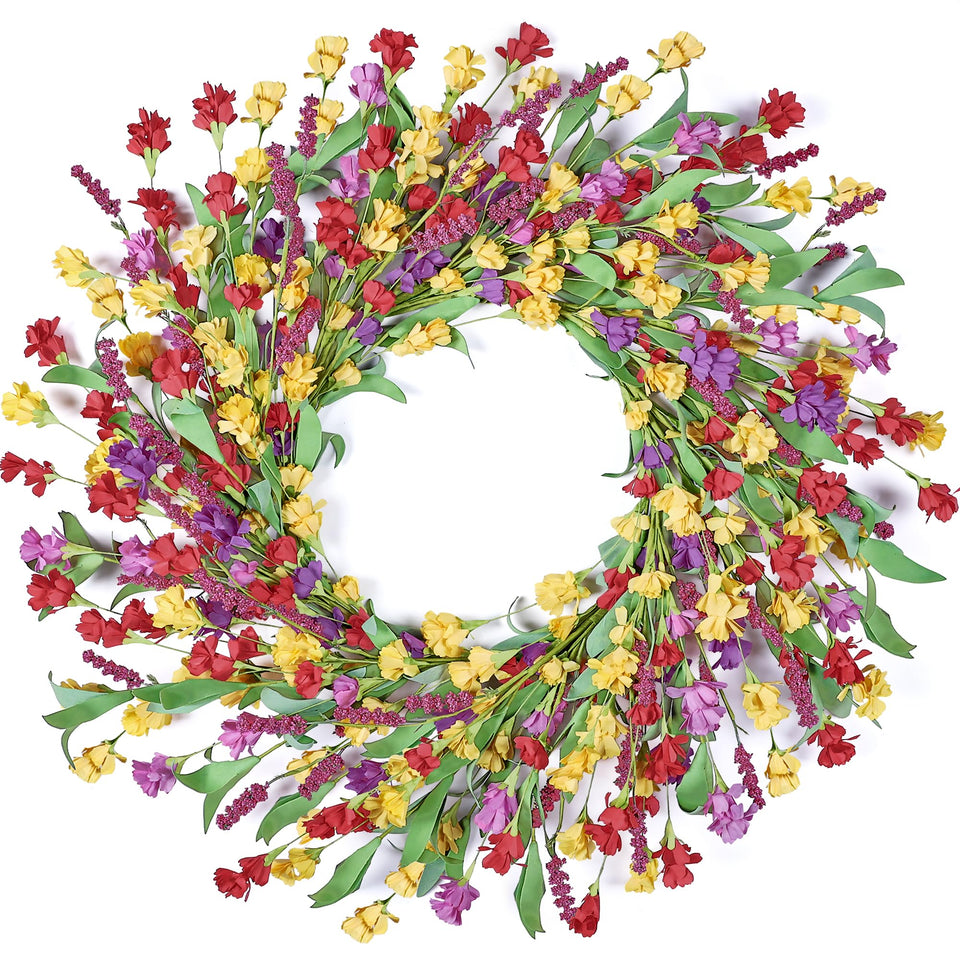 Tulvend wreath for front door in 24 inch size enhances year-round curb appeal.