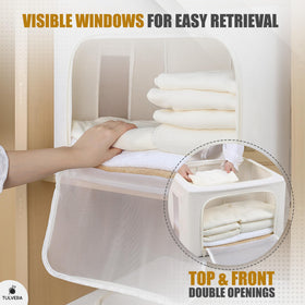 Tulvera foldable closet organizer illustrating space-saving setup