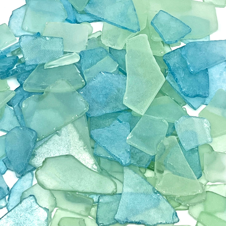 Tumbler Home sea glass for crafts with frosted aqua hues, ideal for DIY art projects.