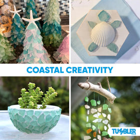 Tumbler Home sea glass mosaic-wind-chime set creates coastal ambience in crafts.